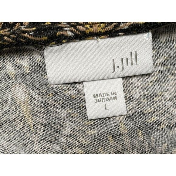 J. Jill Bordeaux Fan Geo Border Print Knit Pullover Tunic Top Sz L - Picture 9 of 10